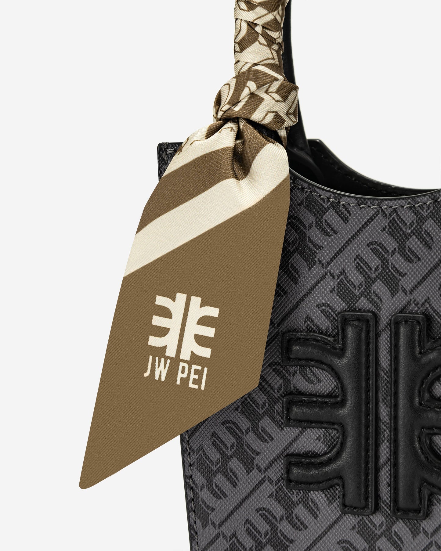 FEI 仿絲斜紋圍巾 - 棕色