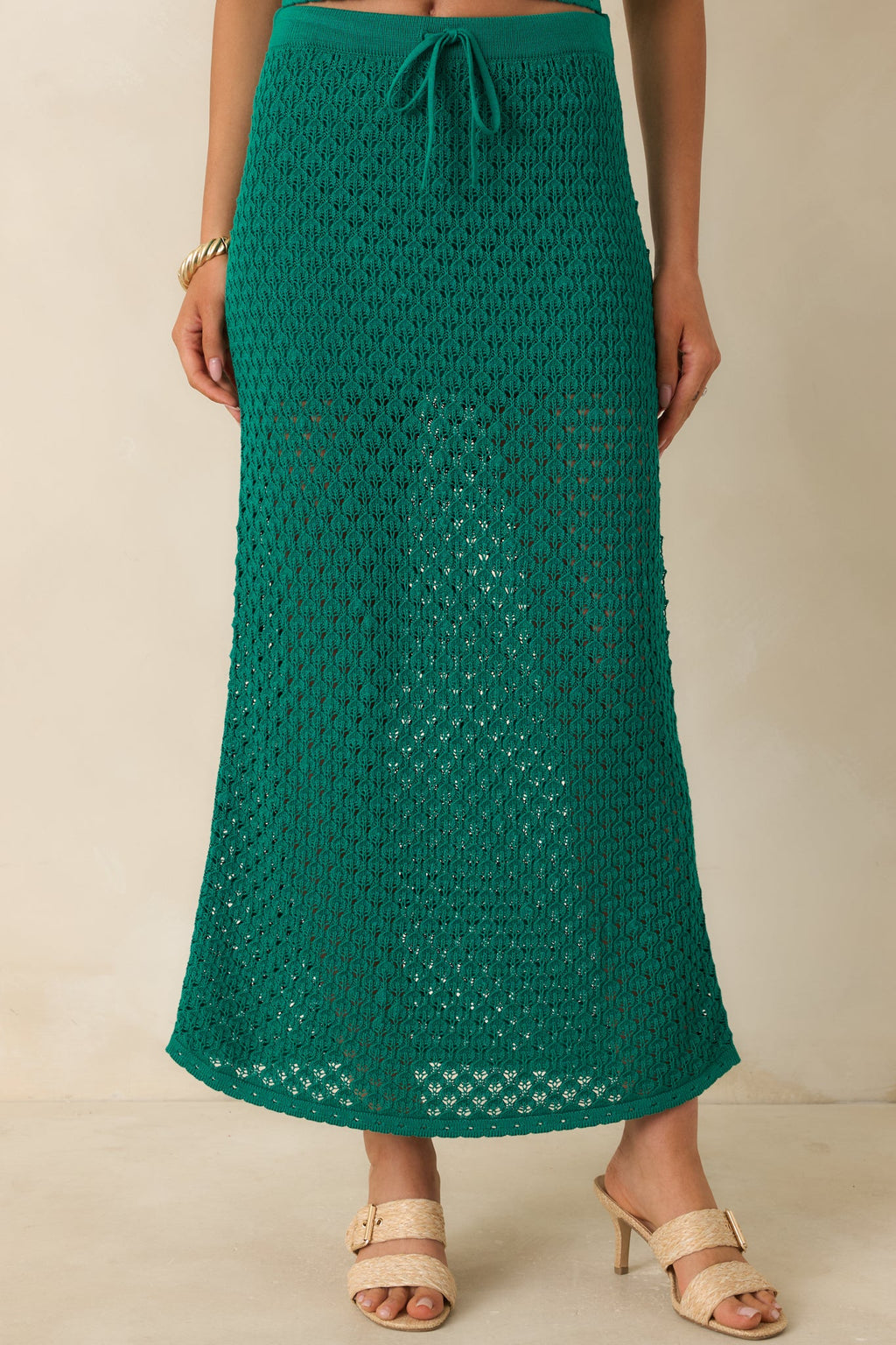 Z Supply Windswept Rainforest Green Crochet Maxi Skirt