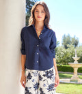 Ruched Sleeve Button-Up Shirt