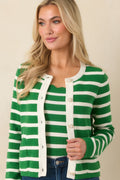 Prosperina Kennedy Kelly Green Stripe Cotton Cardigan