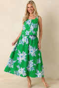 Just One of Those Days Green & White Floral Cotton Crop Top