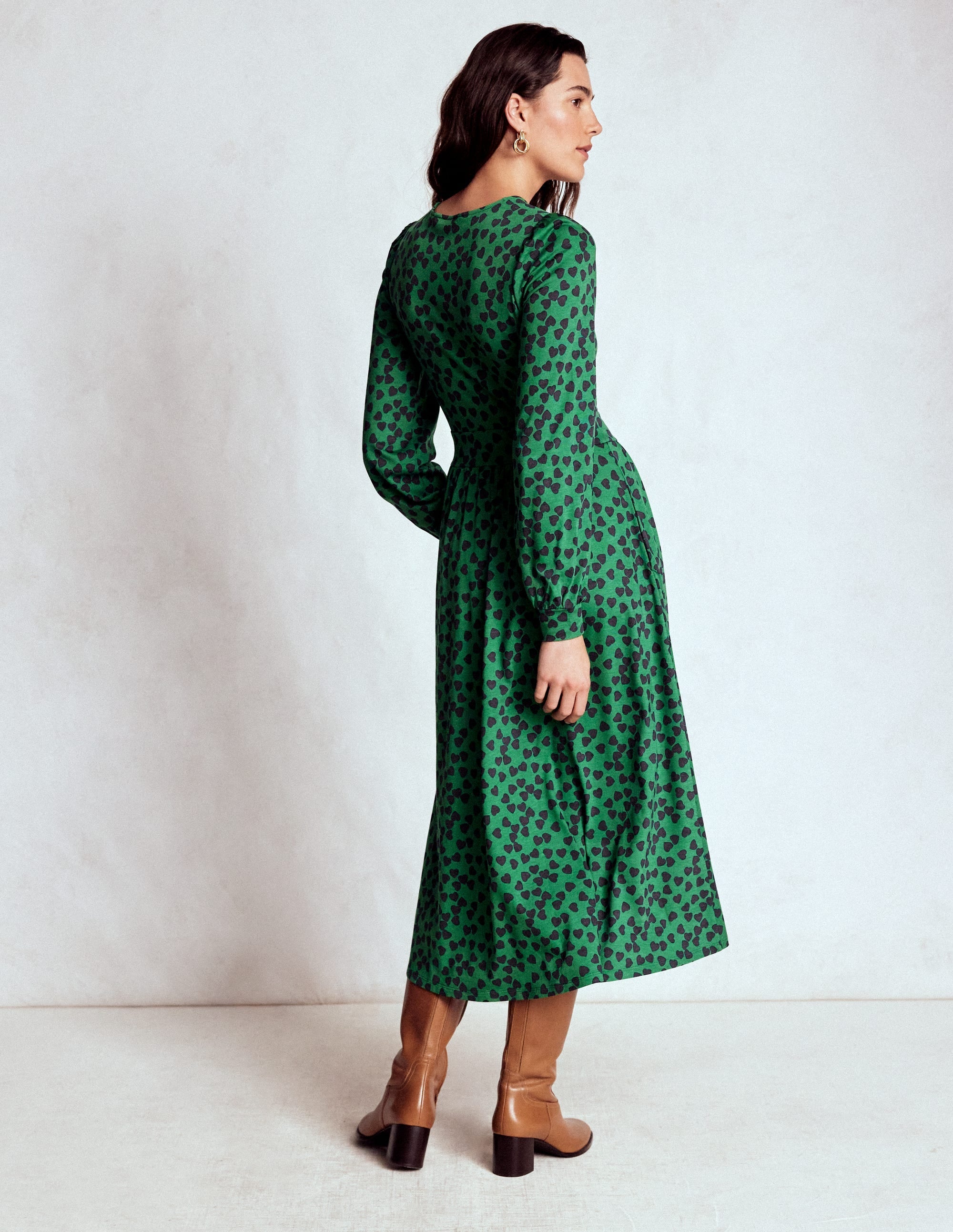 Alexandra Jersey Midi Dress-French Navy, Heart Cascade