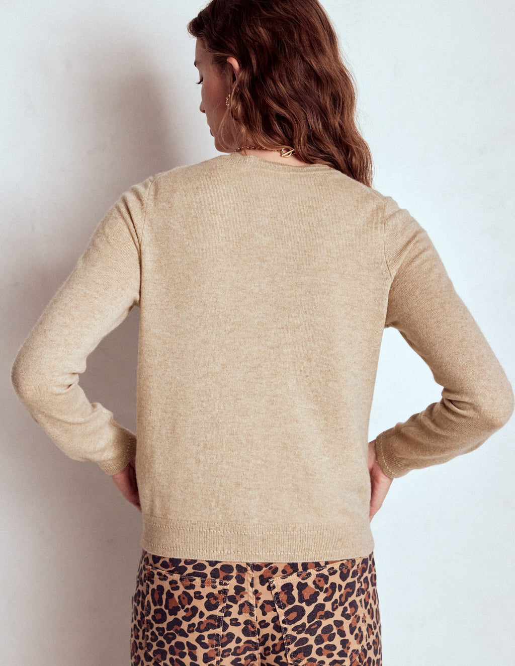 Eva Cashmere Crew Cardigan-Chinchilla Melange