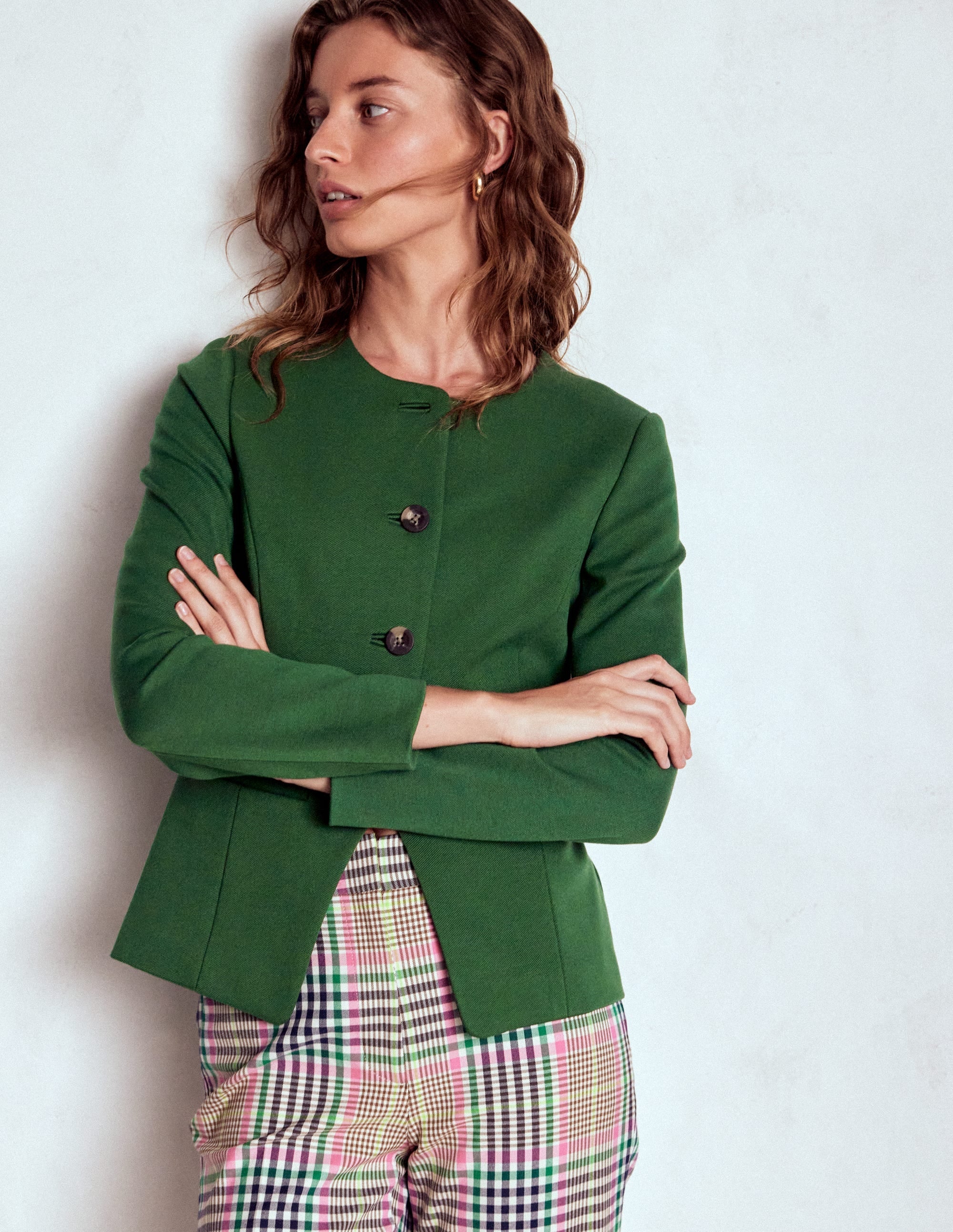Hampstead Ponte Twill Blazer-Hunter Green