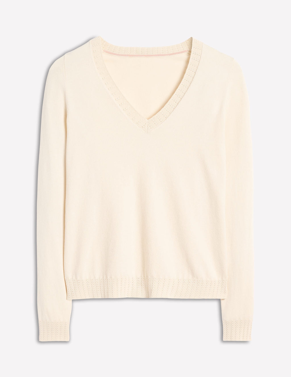 Emilia Cotton V Neck Sweater-Warm Ivory