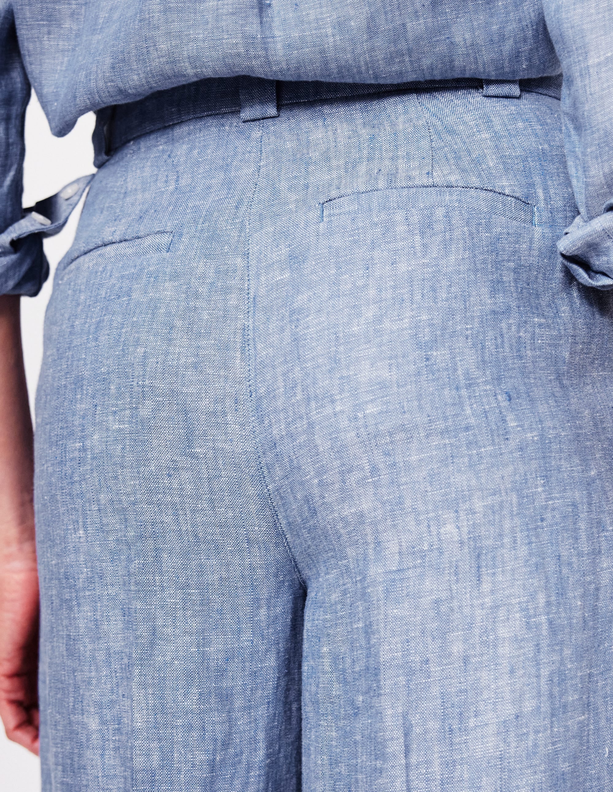 Westbourne Linen Pants-Grey Blue Chambray
