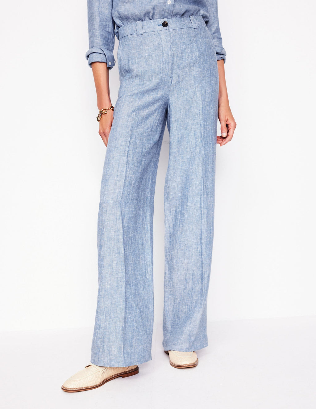 Westbourne Linen Pants-Grey Blue Chambray