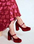 Platform Mary Janes-Ruby Red