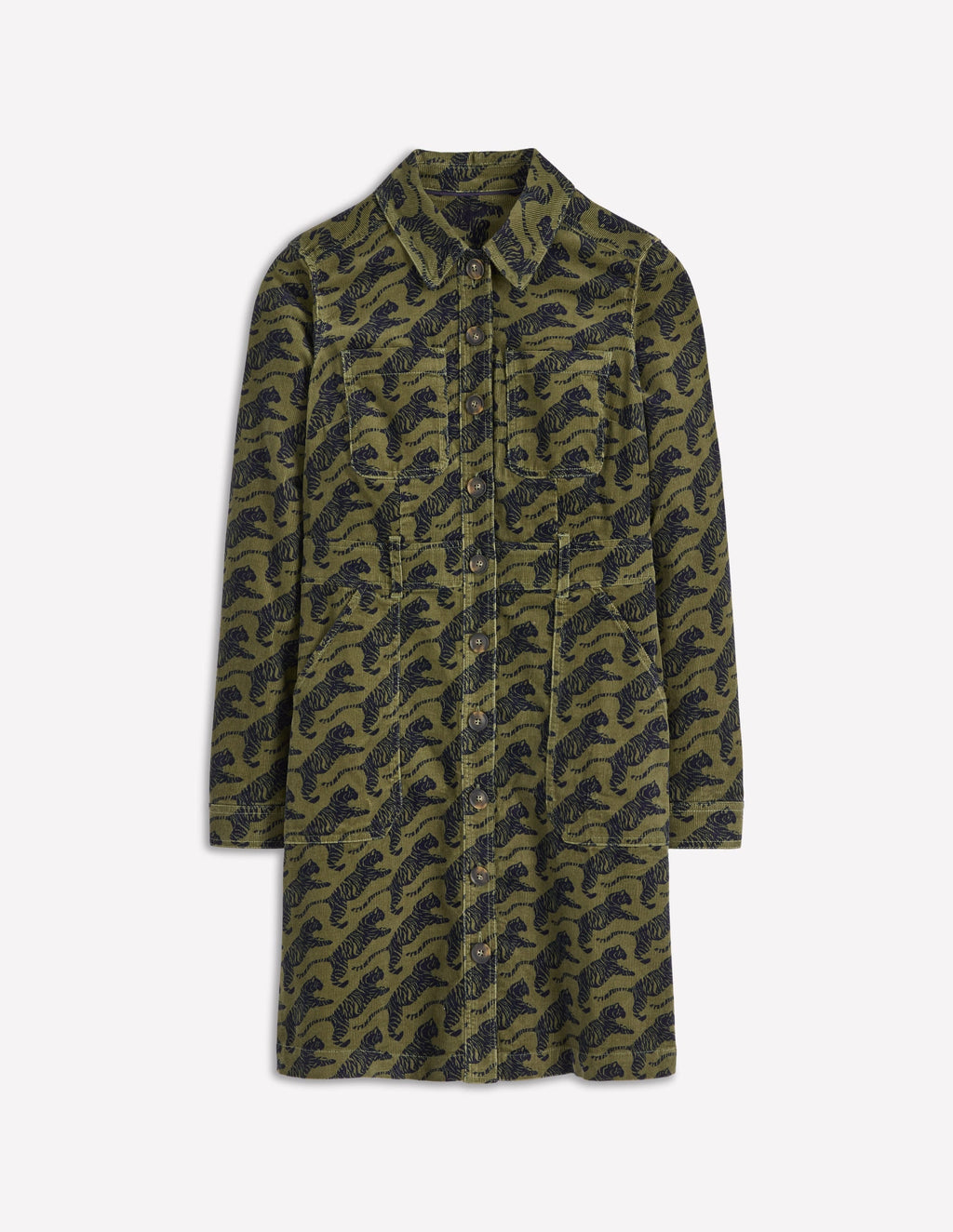 Amanda Cord Short Dress-Woodland Green, Leaping Tiger