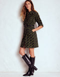 Amanda Cord Short Dress-Woodland Green, Leaping Tiger