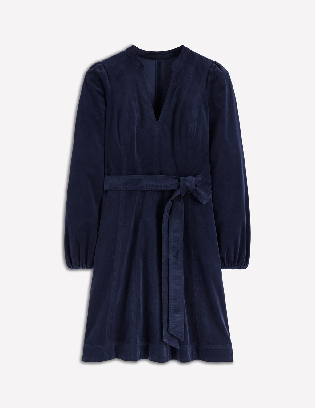 Ros Panelled Cord Short Dress-Navy