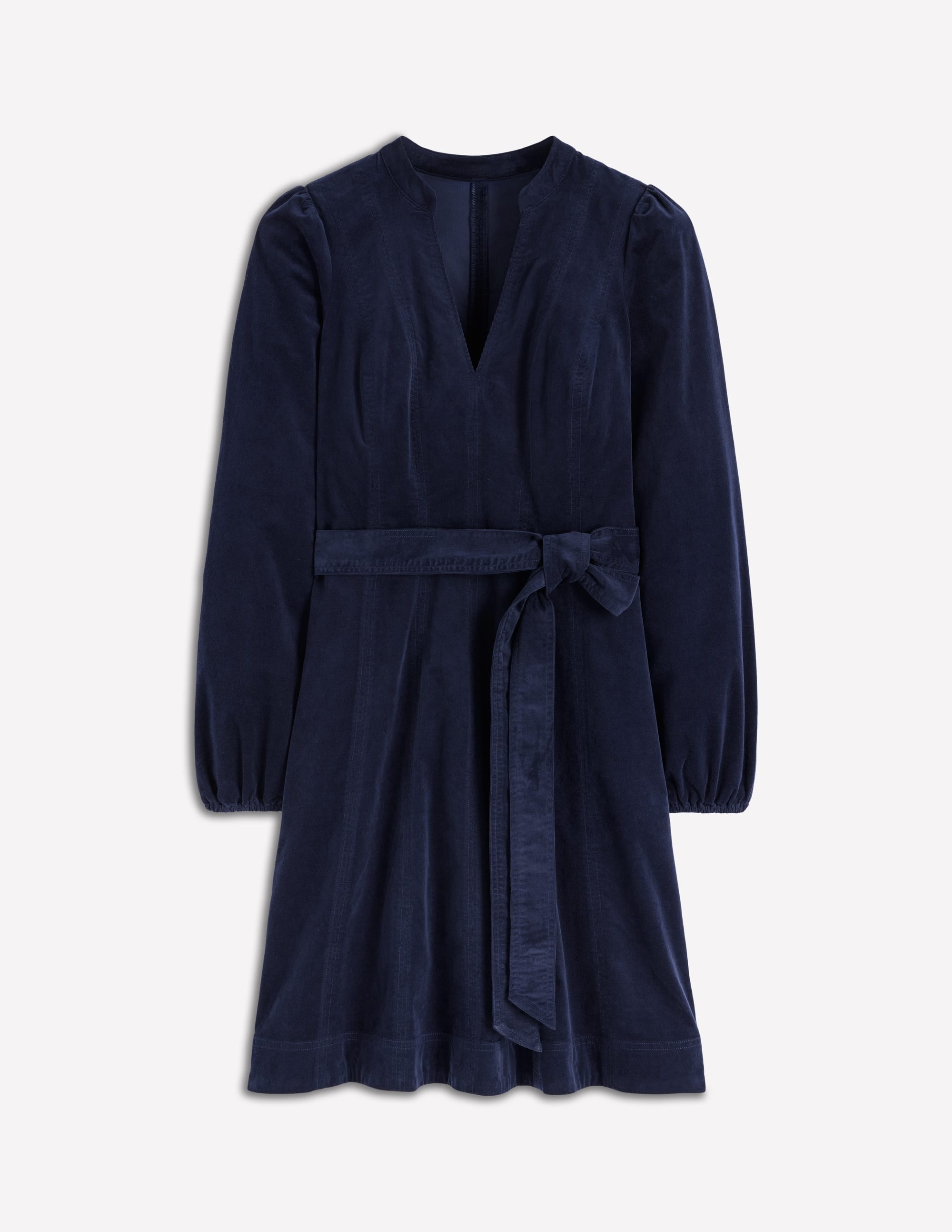 Ros Panelled Cord Short Dress-Navy
