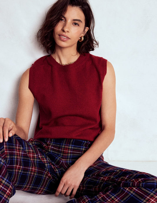Eva Cashmere Vest-Red Liquorice