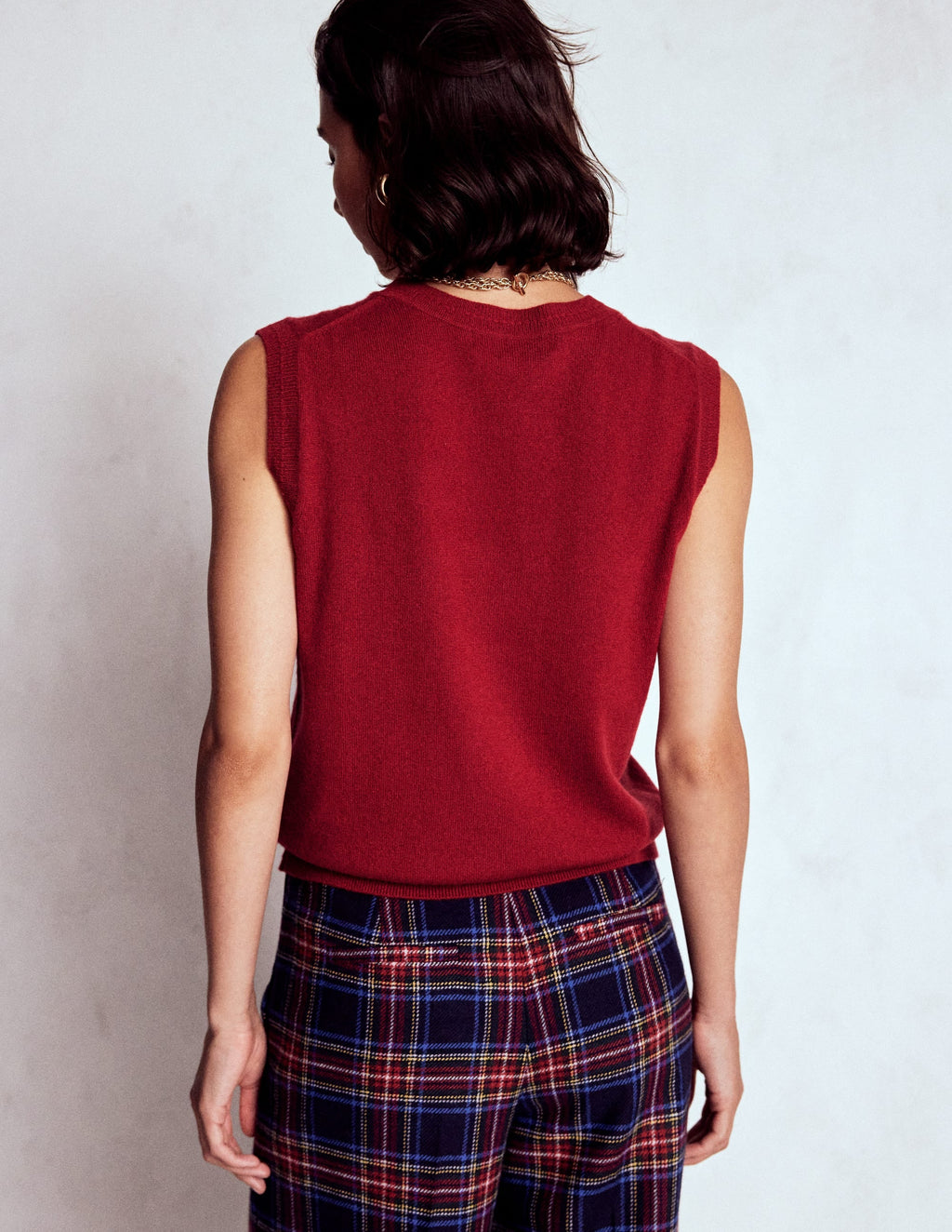 Eva Cashmere Vest-Red Liquorice