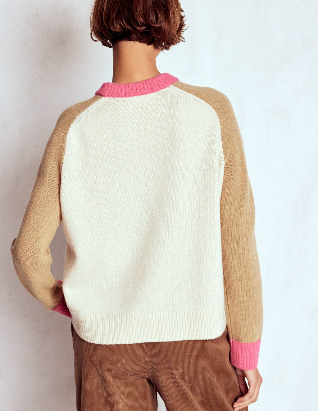 Marion Merino Sweater-Warm Ivory, Colourblock