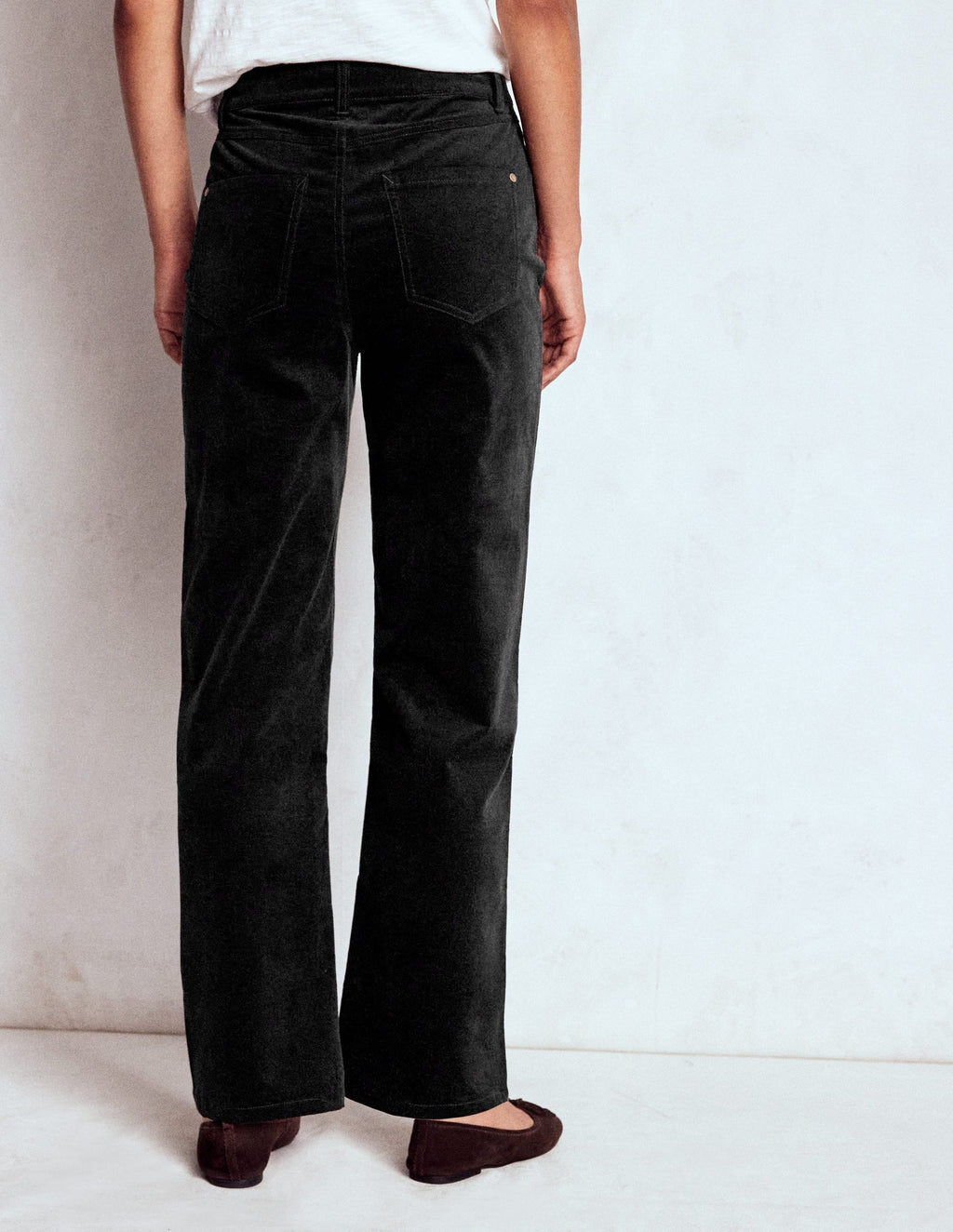 Velveteen Straight Jeans-Black