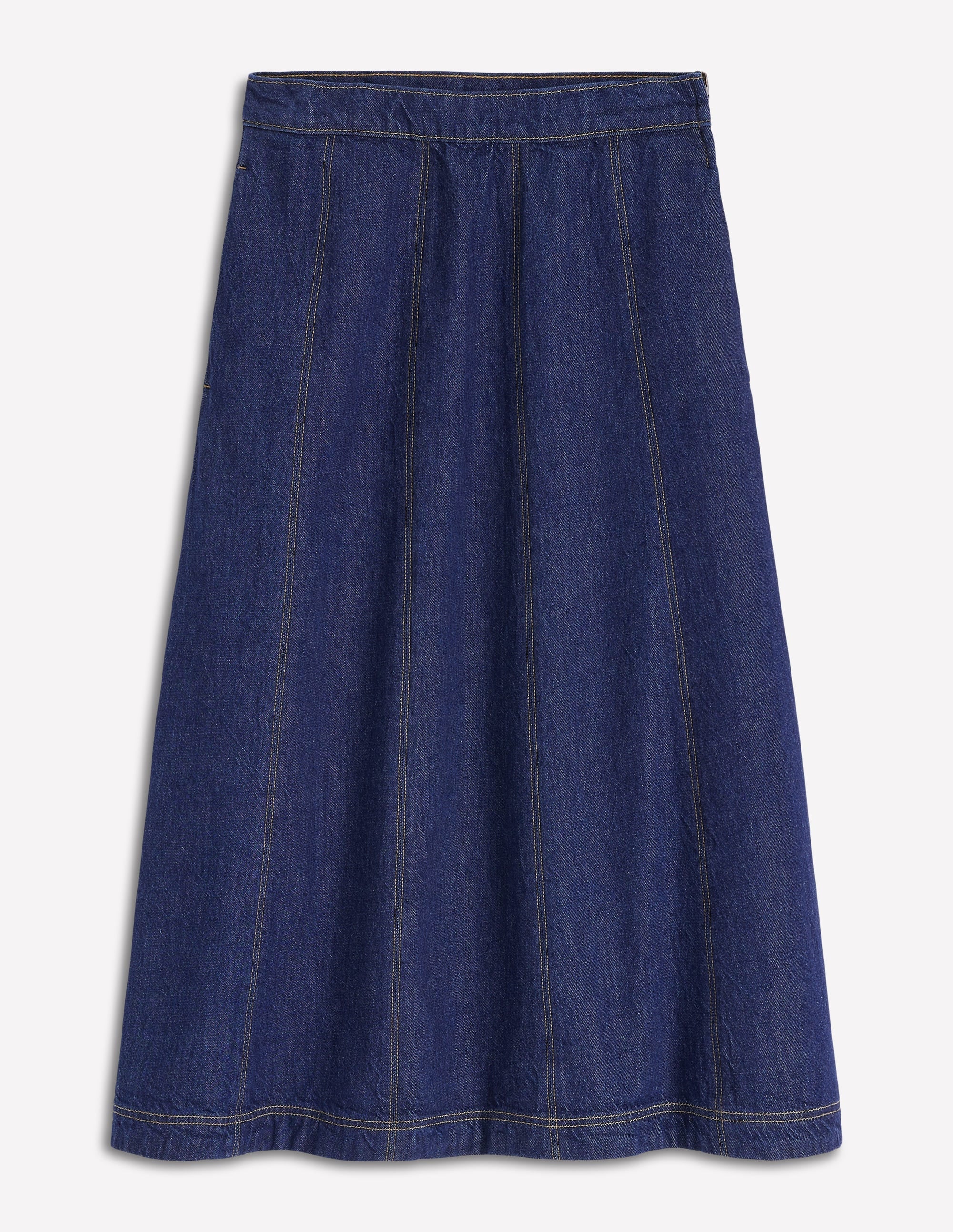 Joy Panelled Denim Skirt-indigo