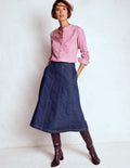 Joy Panelled Denim Skirt-indigo