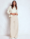 Relaxed Wide Leg  Jeans-Ecru
