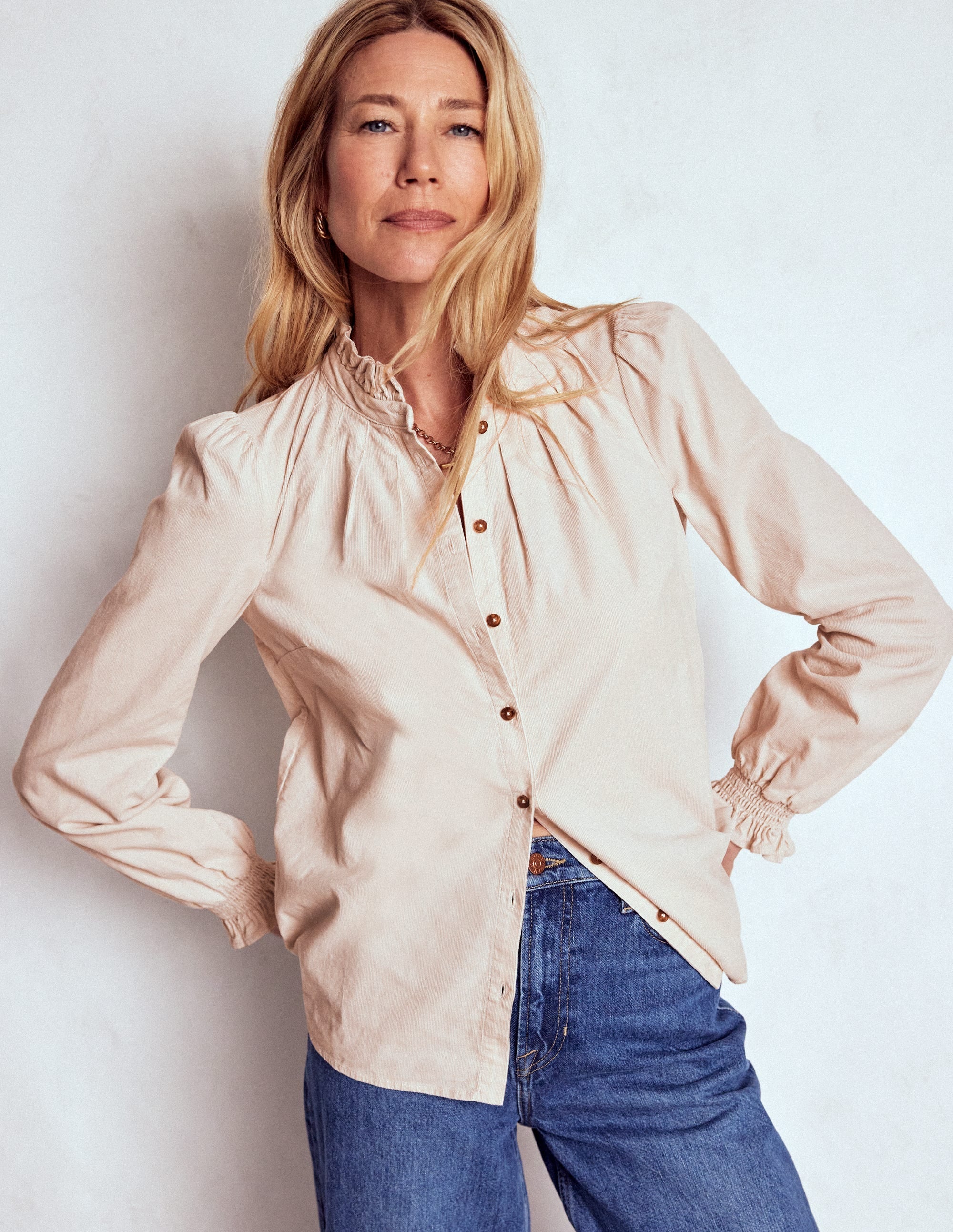 Lorna Cord Top-Almond Milk