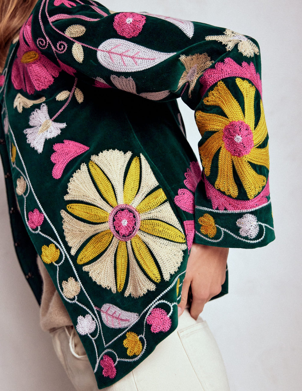 Embroidered Souvenir Jacket-Emerald Night Embroidery