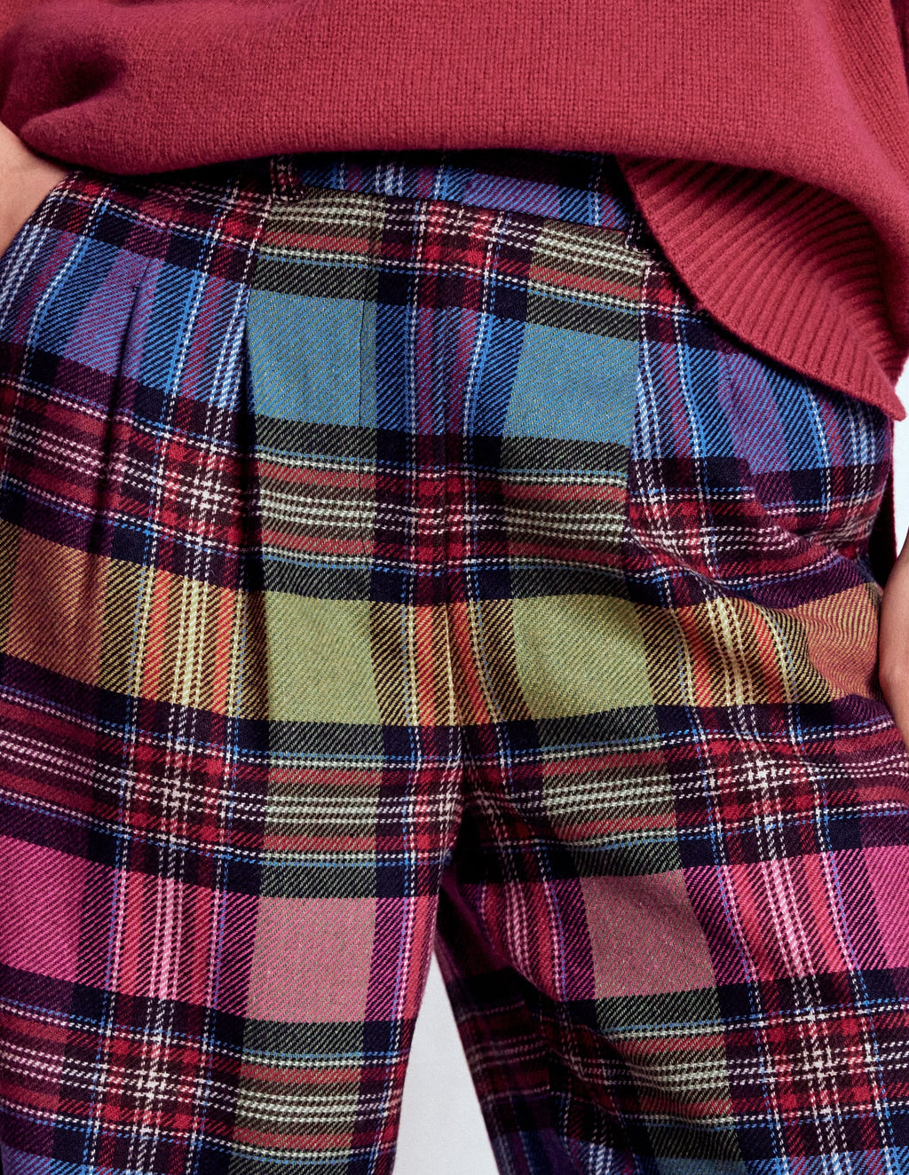 Kensington Tailored Pants-Multi Blanket Check