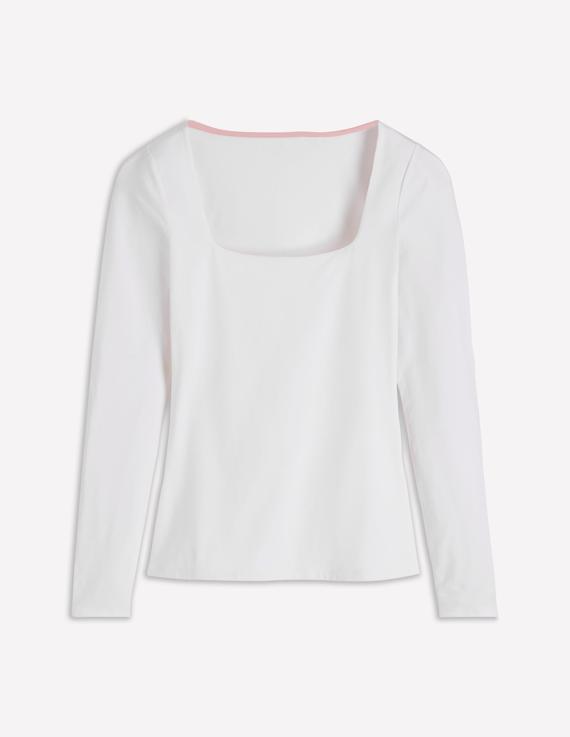 Double Layer Square Neck Top-White