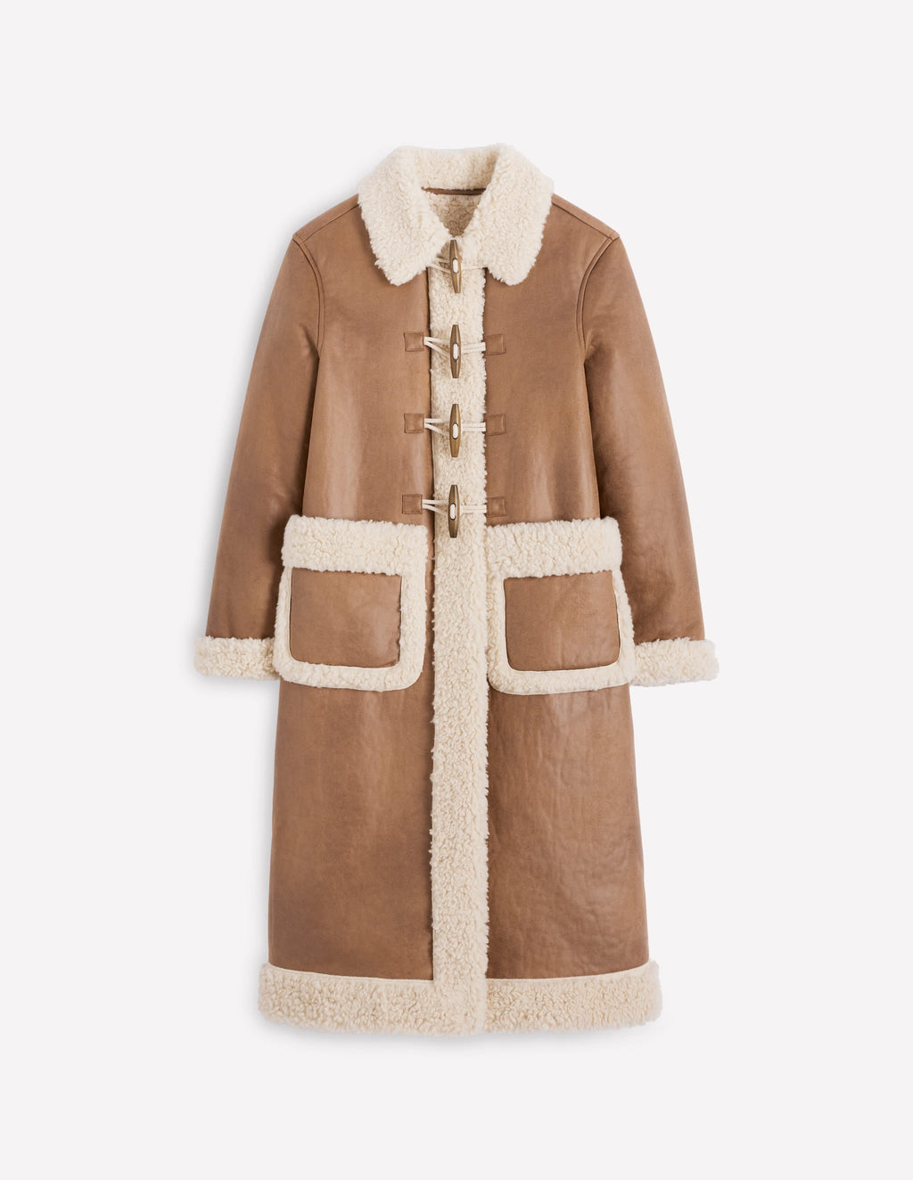 Borg Duffle Coat-Camel, Natural Borg