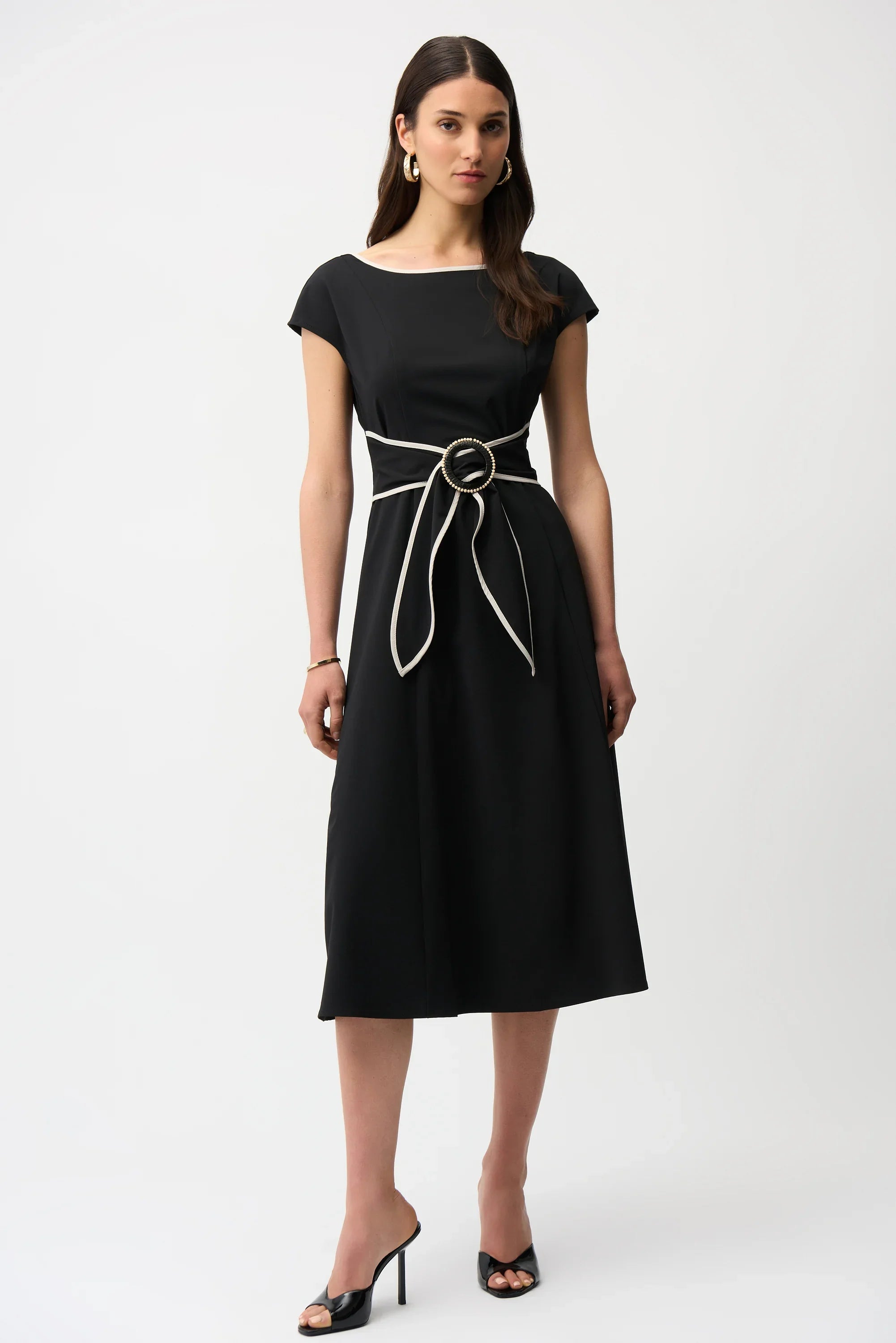 Joseph Ribkoff Stretch Woven Color Block Fit and Flare Dress