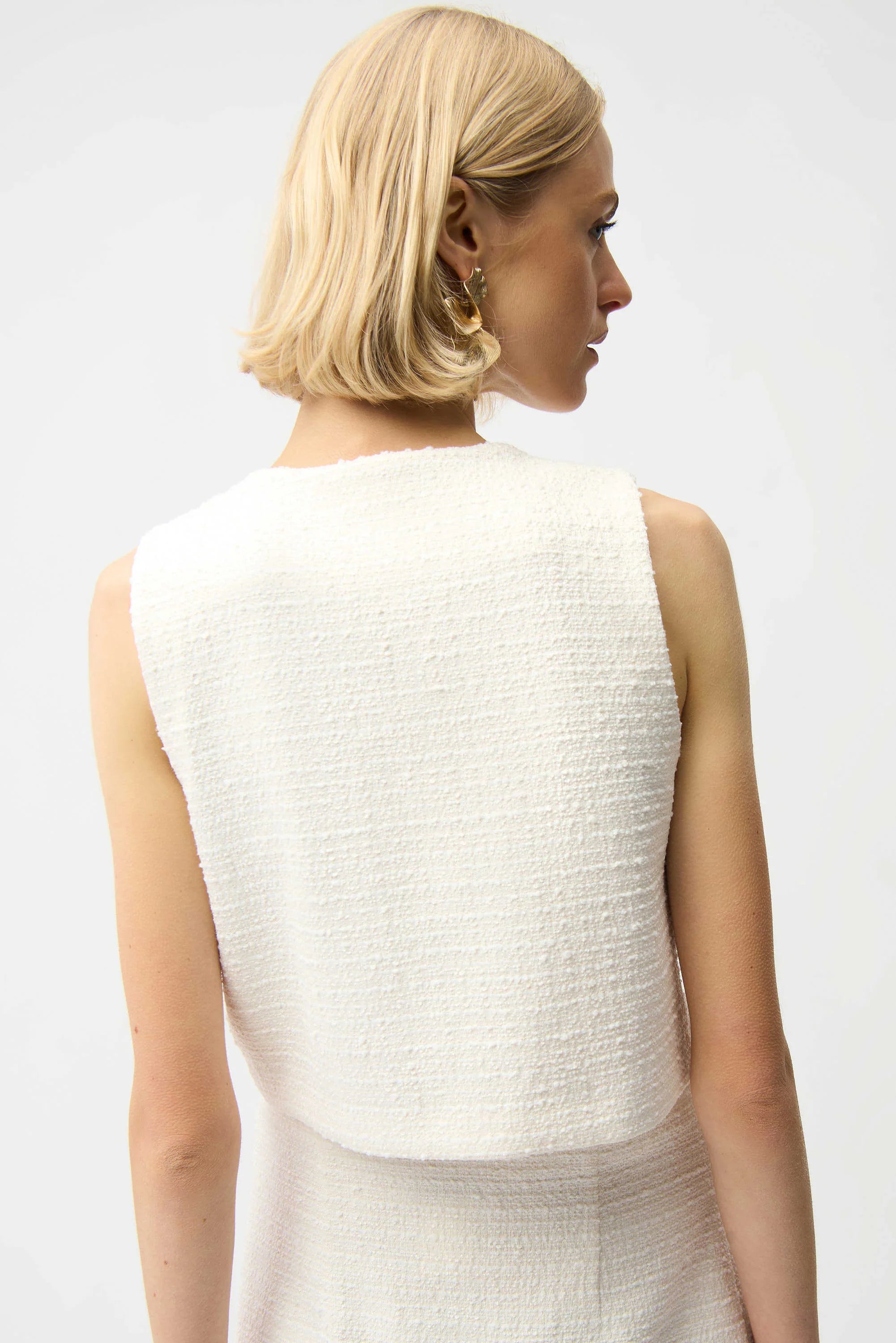 Joseph Ribkoff Bouclé Sleeveless Vest With Gold Buttons