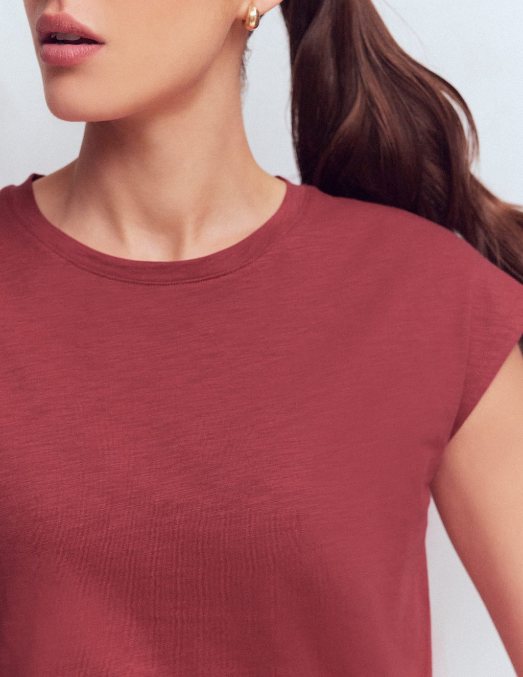 Louisa Slub T-Shirt-Earth Red
