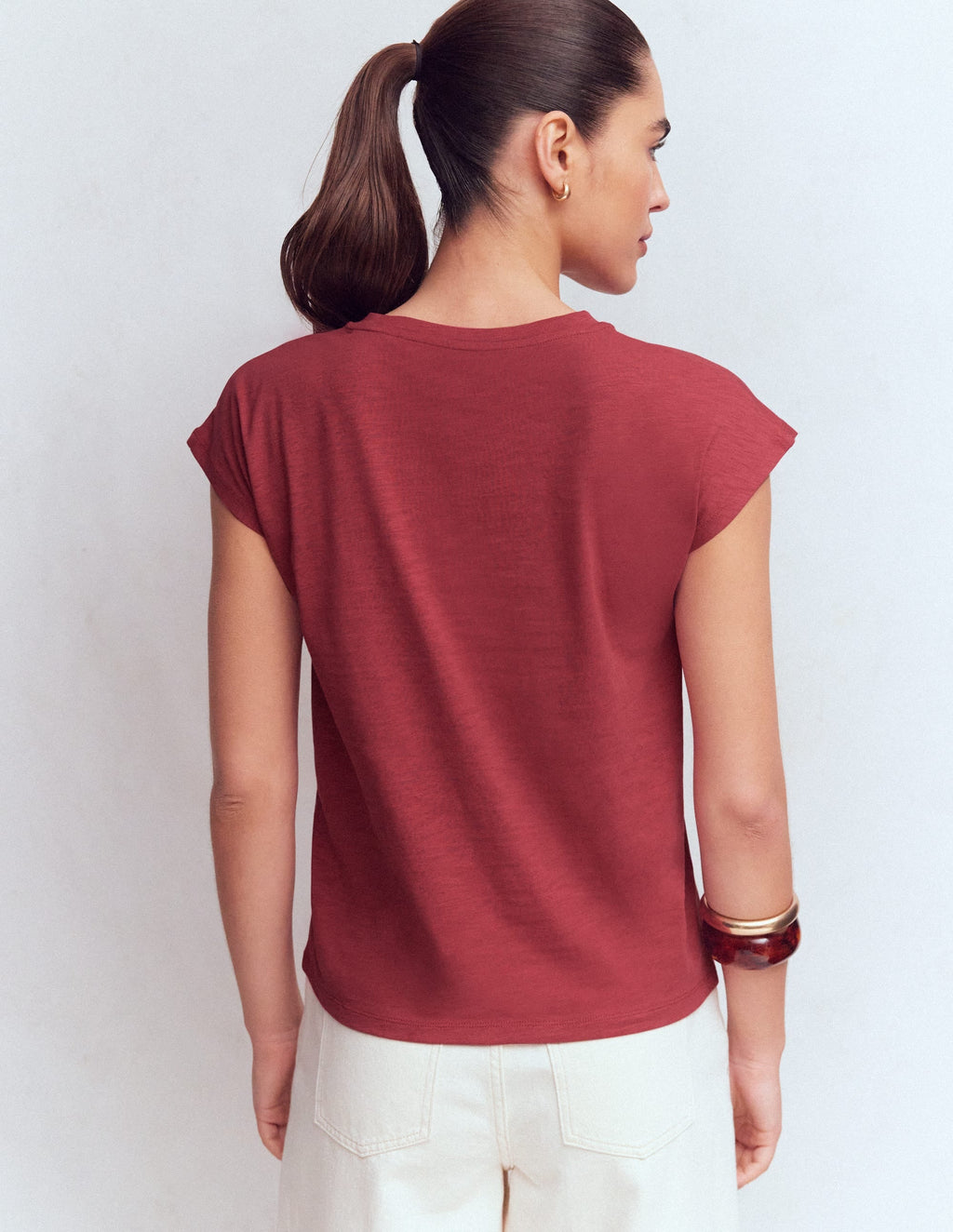 Louisa Slub T-Shirt-Earth Red