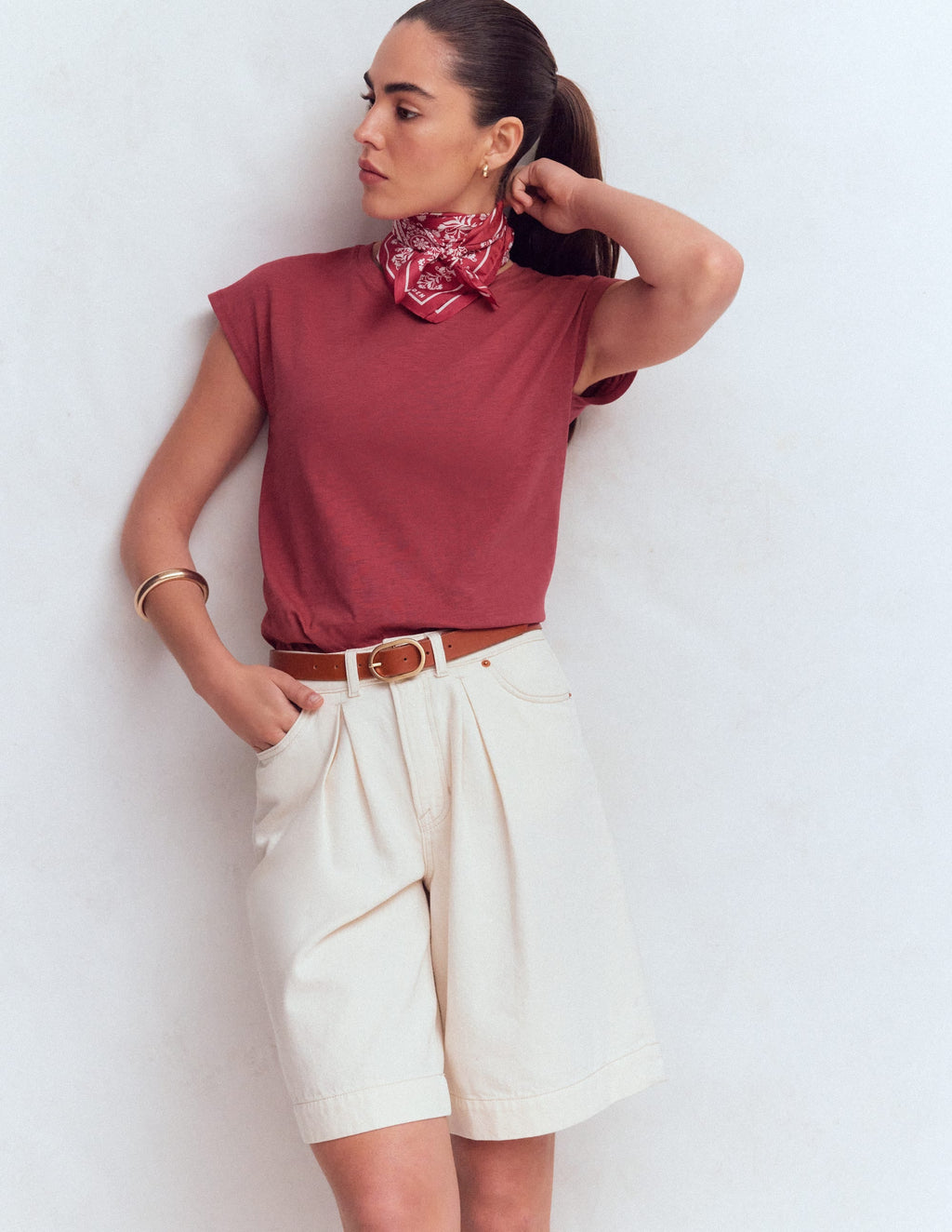 Louisa Slub T-Shirt-Earth Red