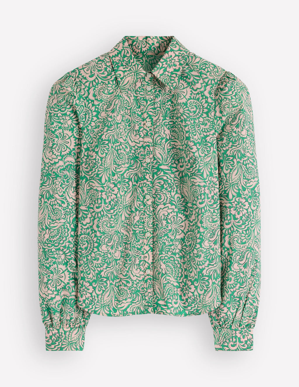 Cara Cotton Shirt-Aloe Green, Elaborate Gardenia