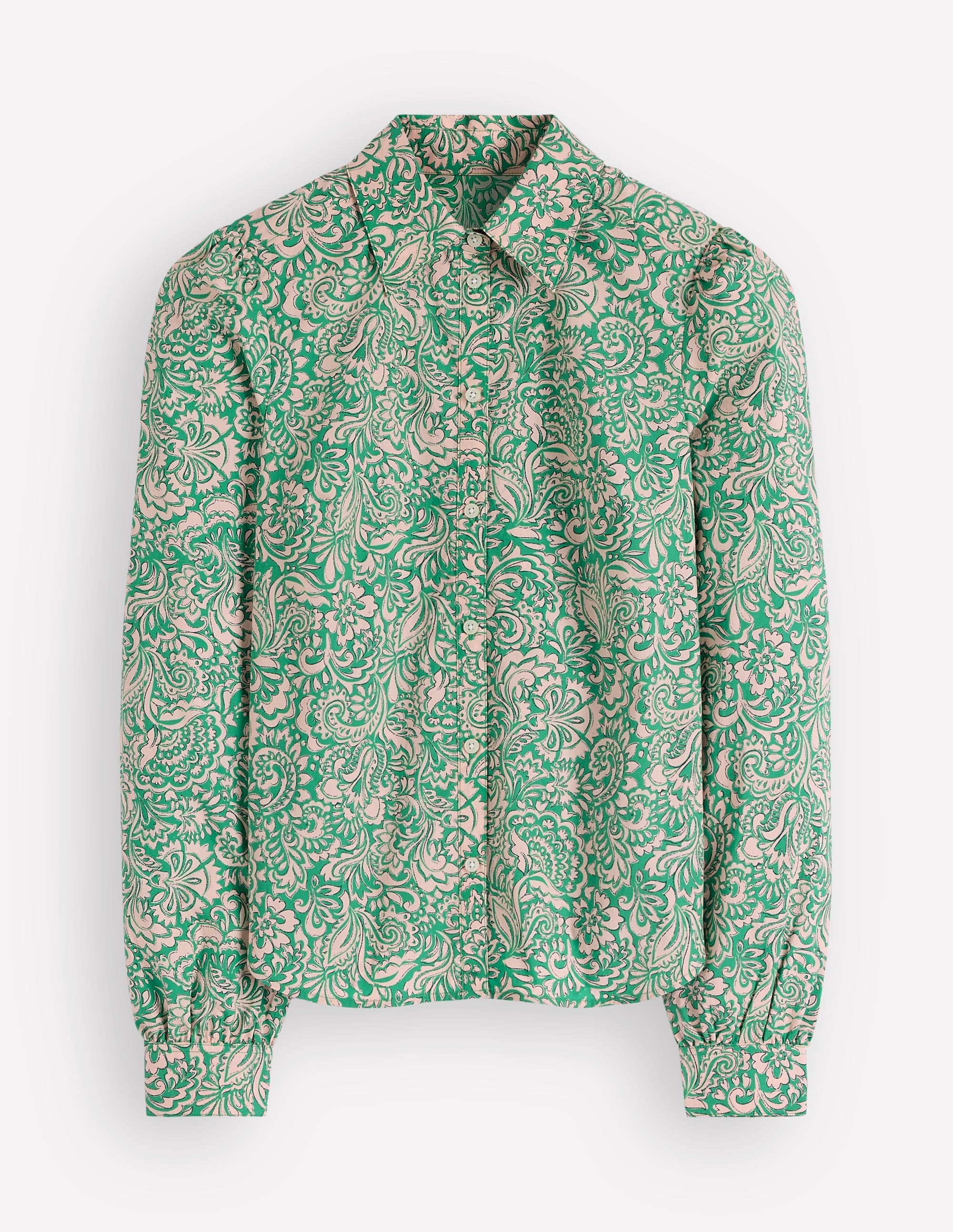 Cara Cotton Shirt-Aloe Green, Elaborate Gardenia