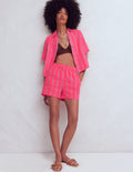 Double Cloth Shirt-Pink, Neon Coral Mid Stripe