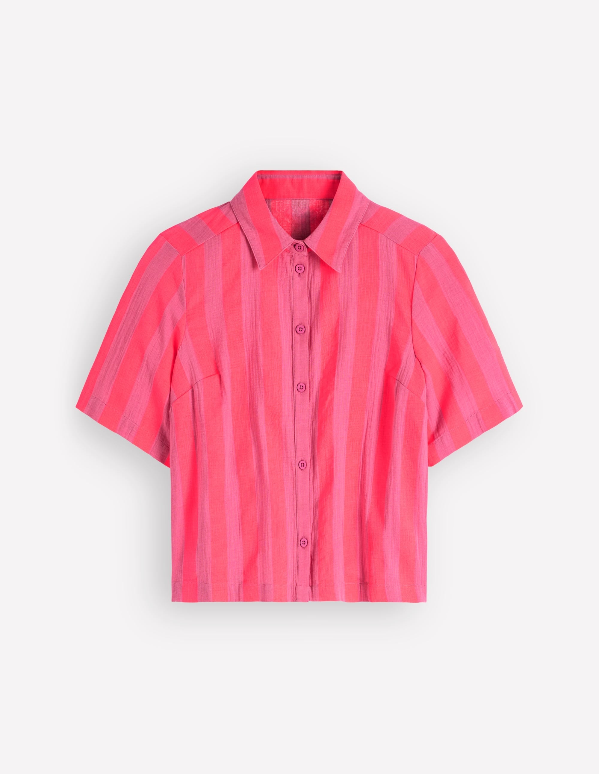Double Cloth Shirt-Pink, Neon Coral Mid Stripe