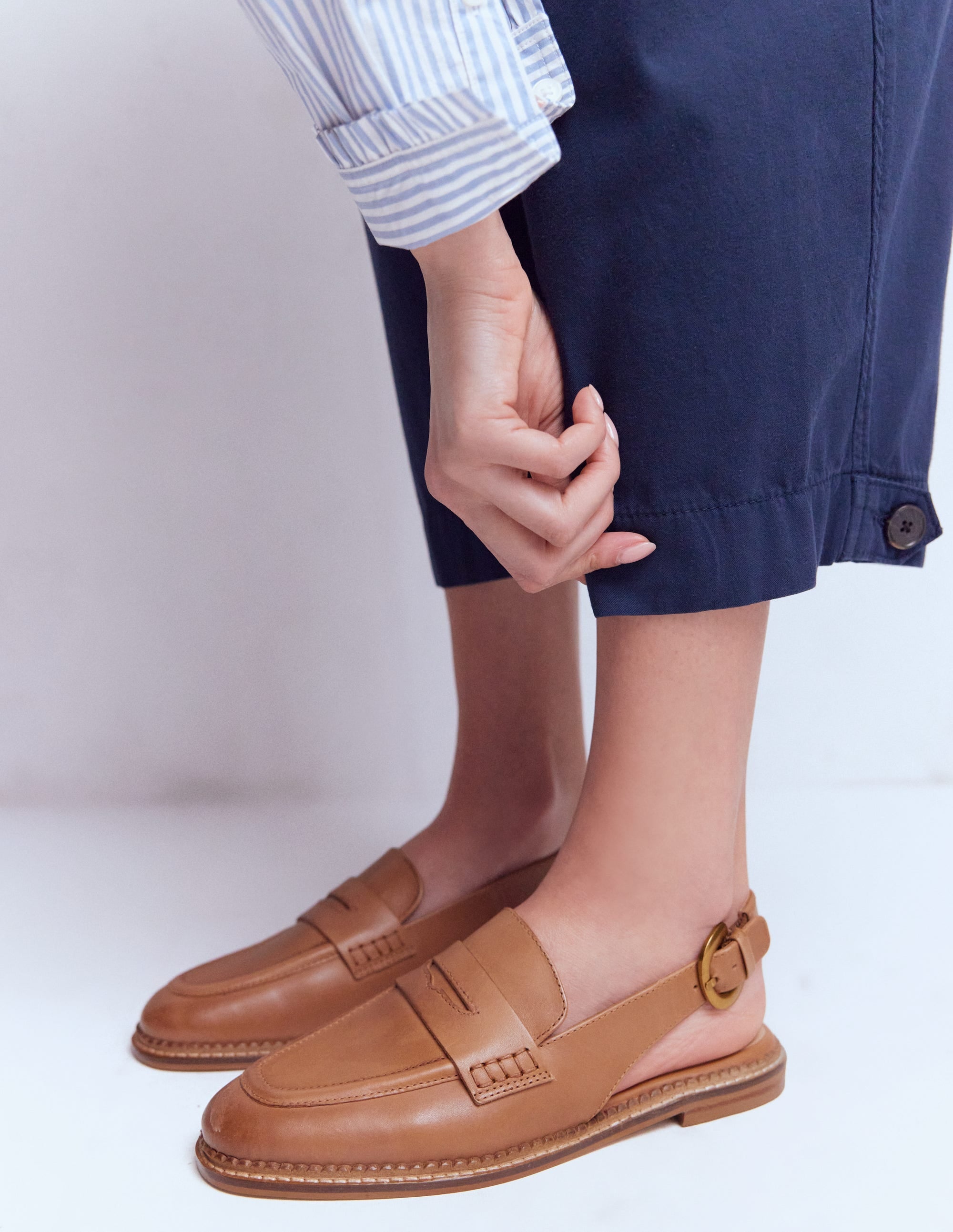 Nya Slingback Penny Loafers-Tan