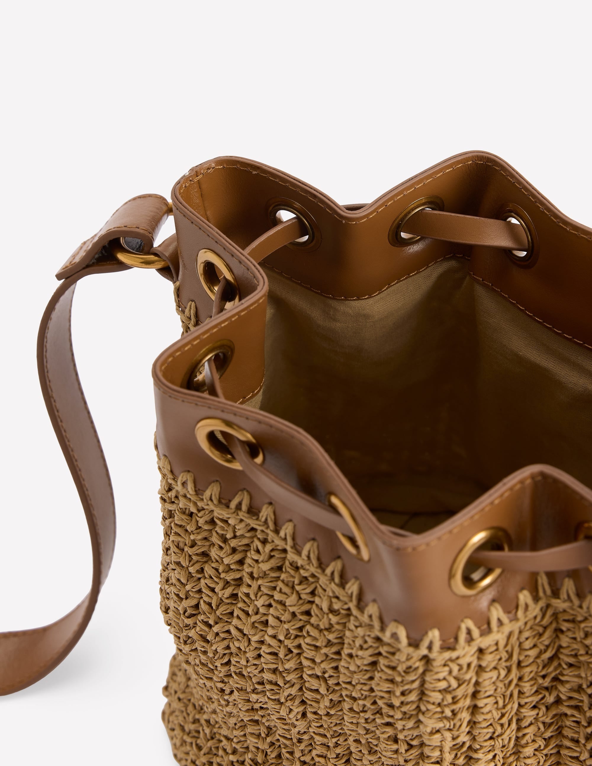 Mini Straw Bucket Bag-Natural Raffia