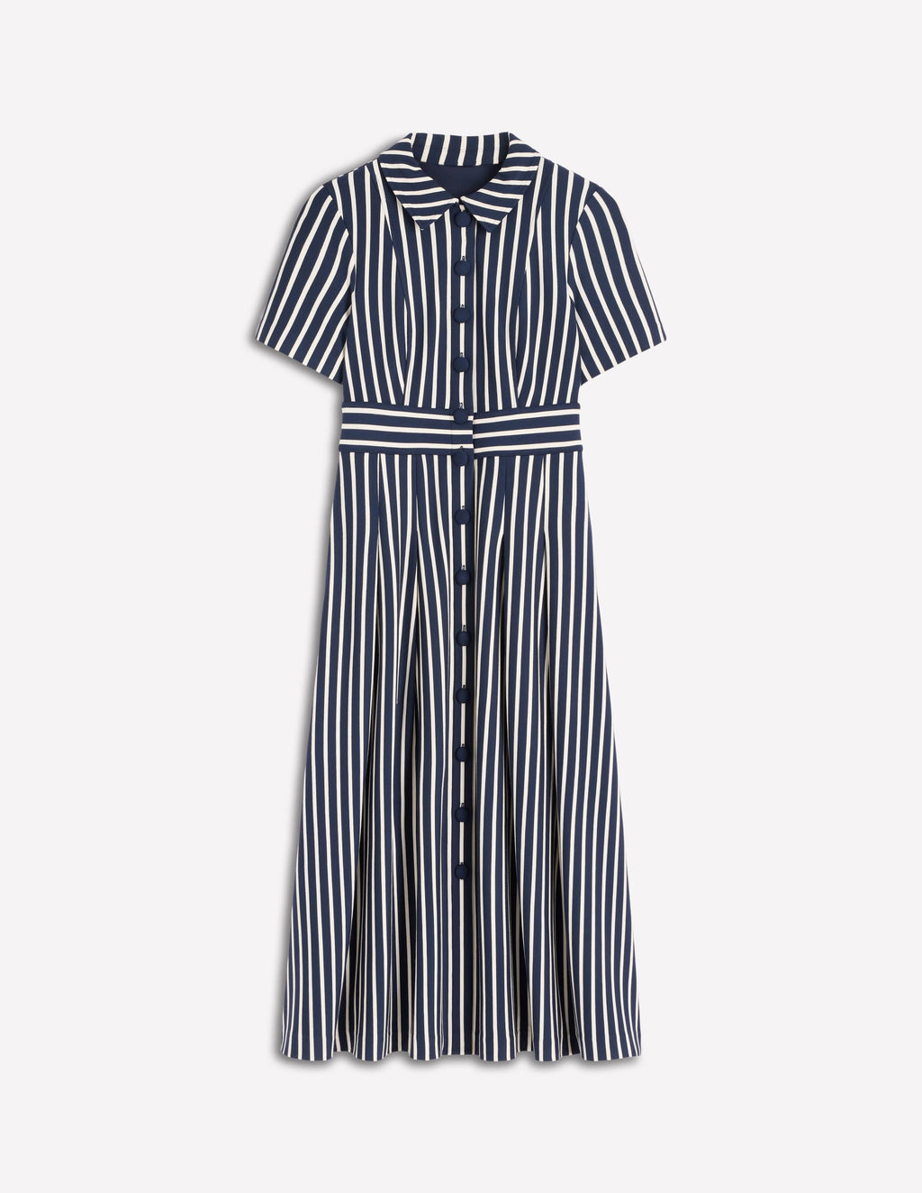 Bridget Ponte Shirt Dress-Navy and Ivory Stripe