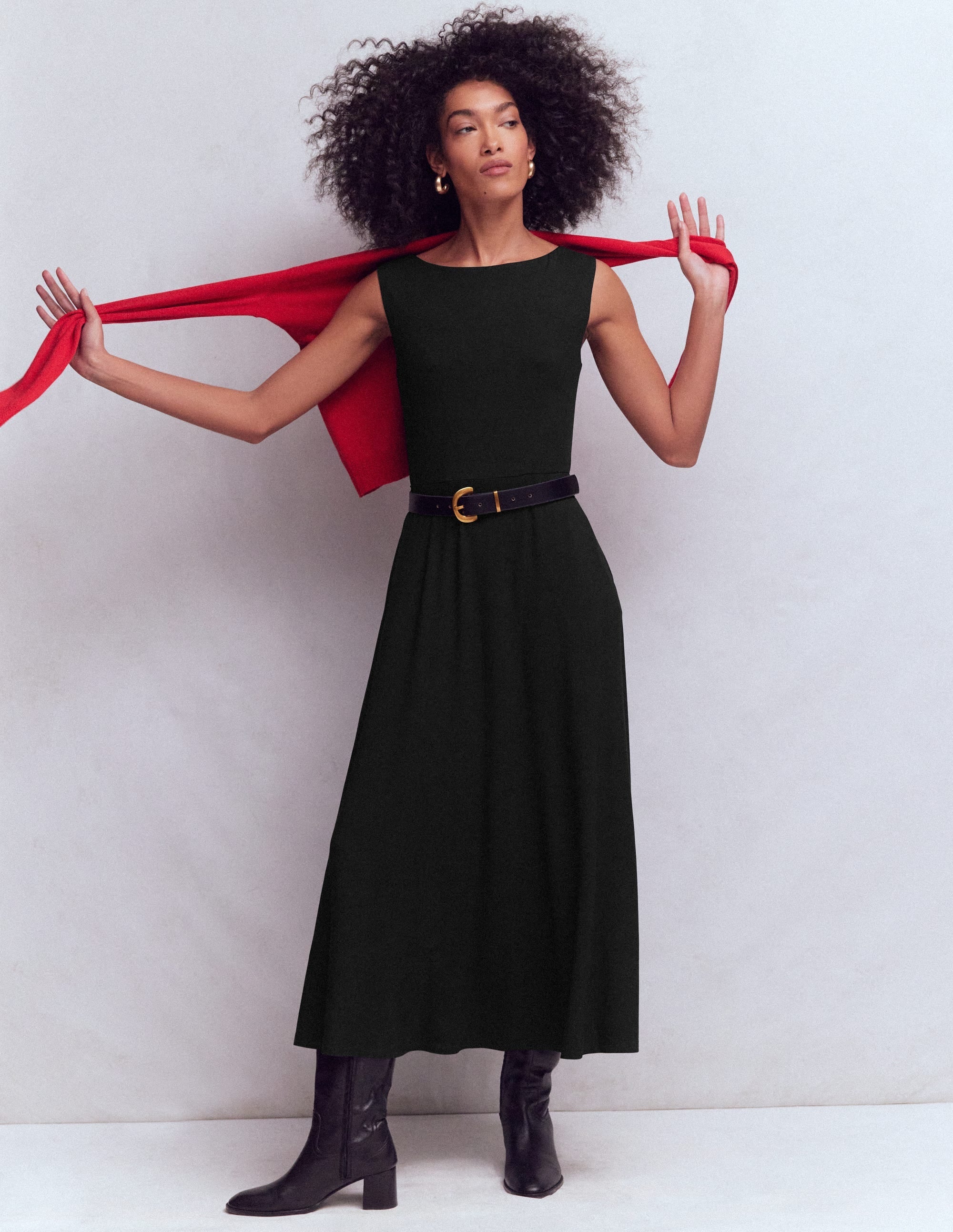 Tamsin Jersey Midi Dress-Black