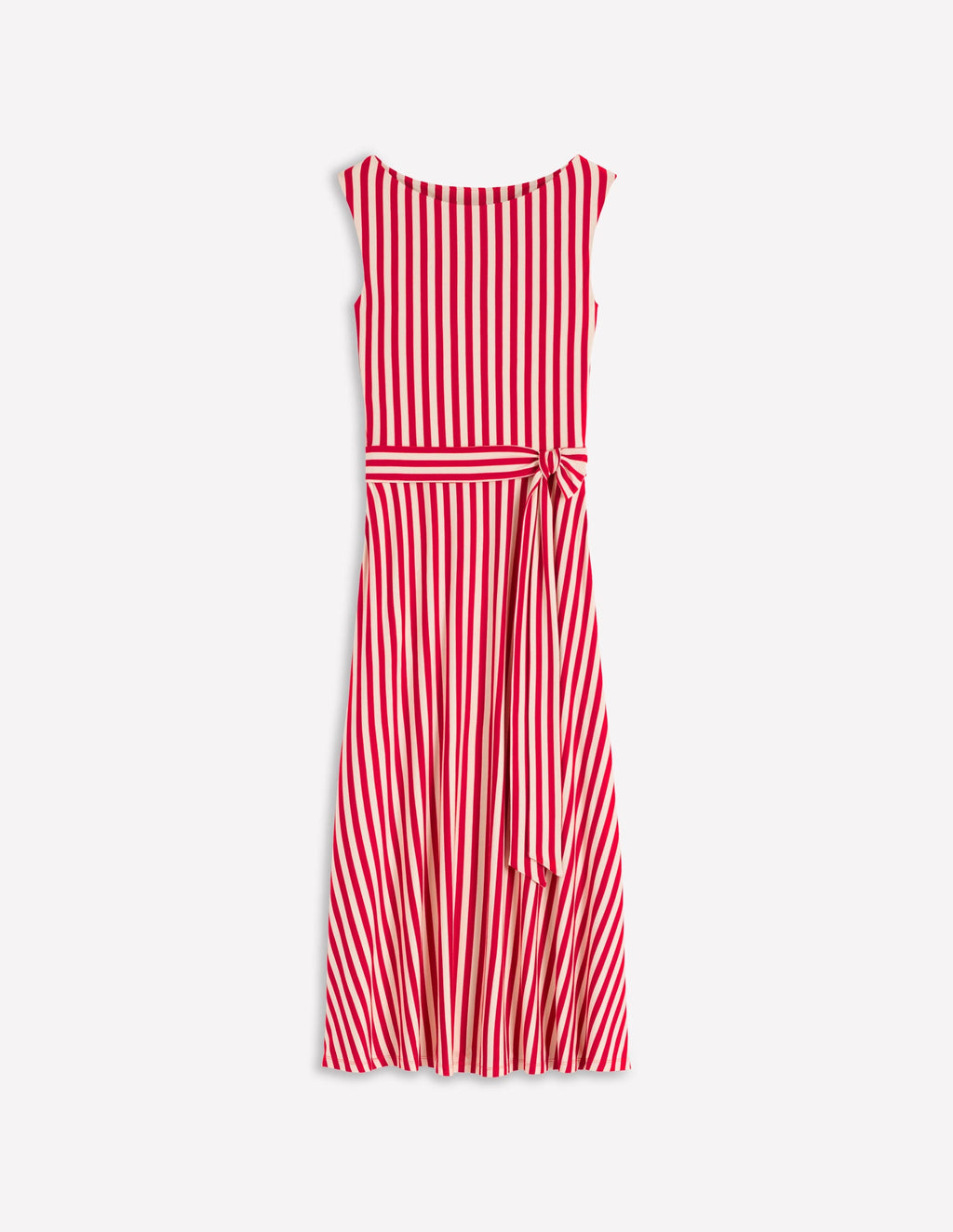 Tamsin Jersey Midi Dress-Merida Red and Ivory Stripe