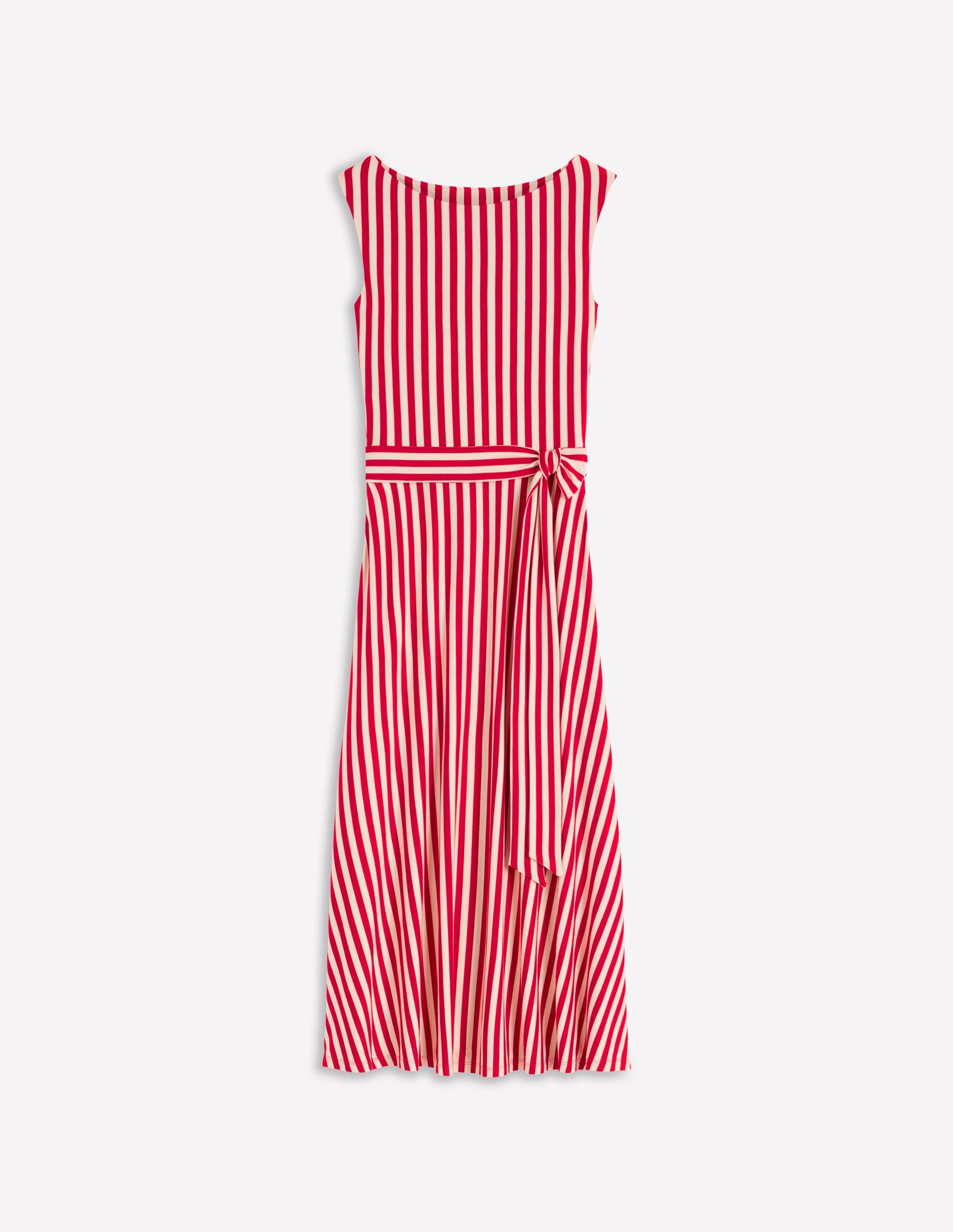 Tamsin Jersey Midi Dress-Merida Red and Ivory Stripe