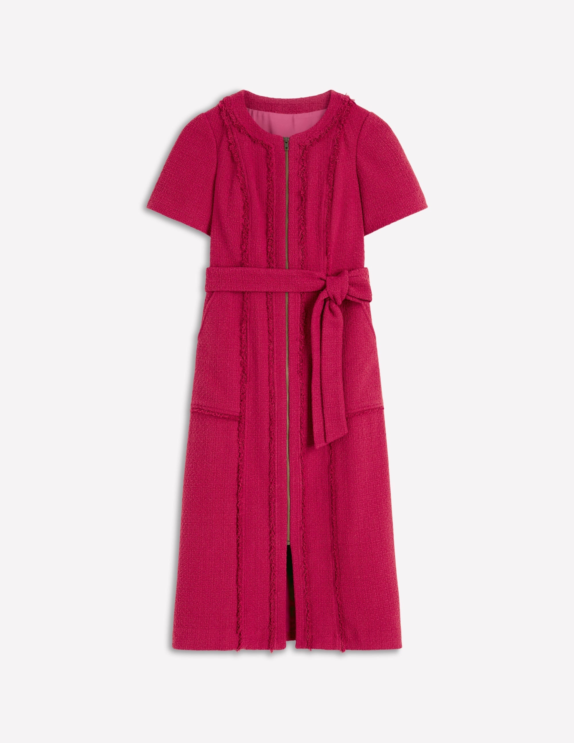 Ruth Zip Texture Dress-Berry