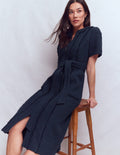Ruth Zip Texture Dress-Navy