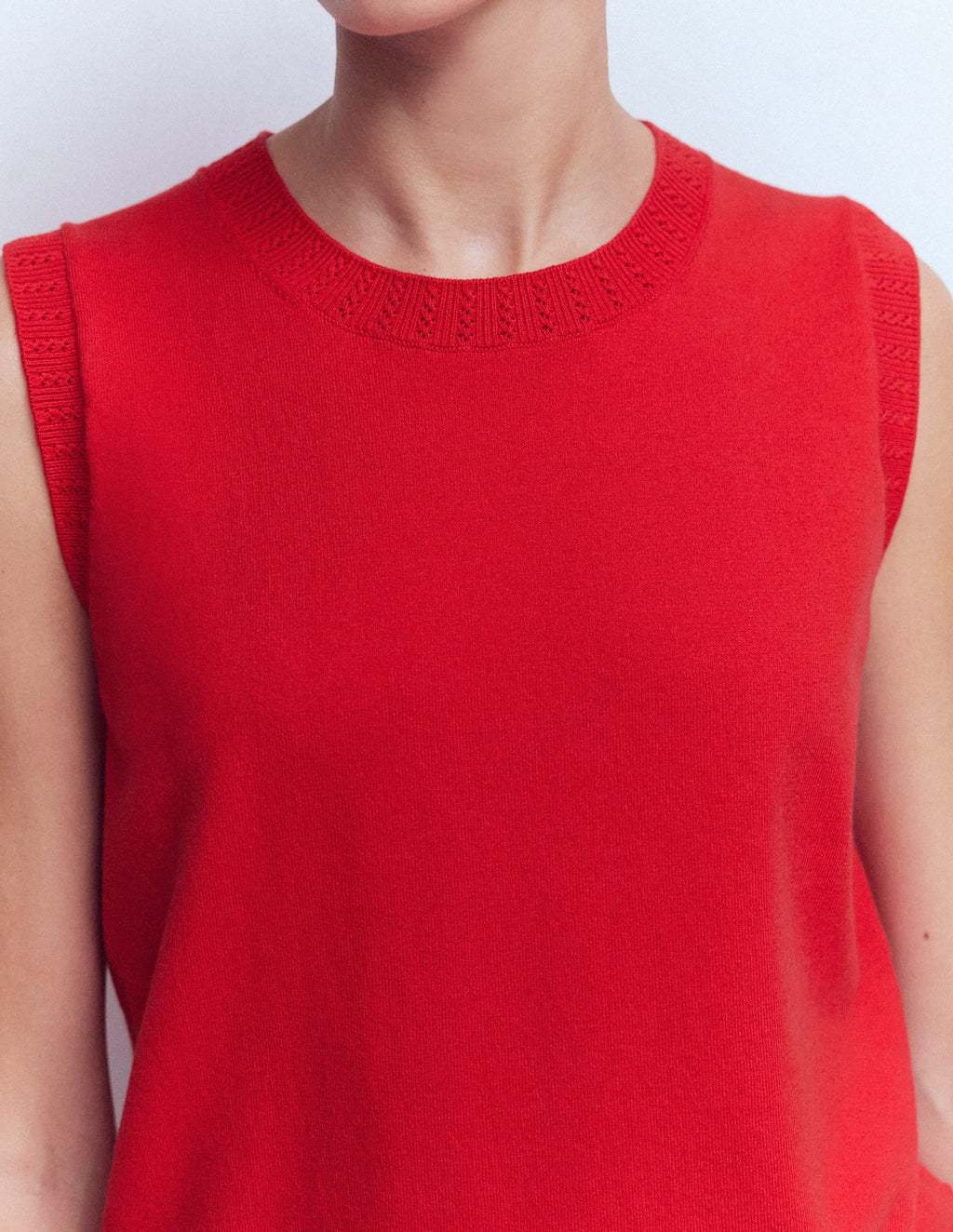 Emilia Cotton Crew Neck Vest-Merida Red