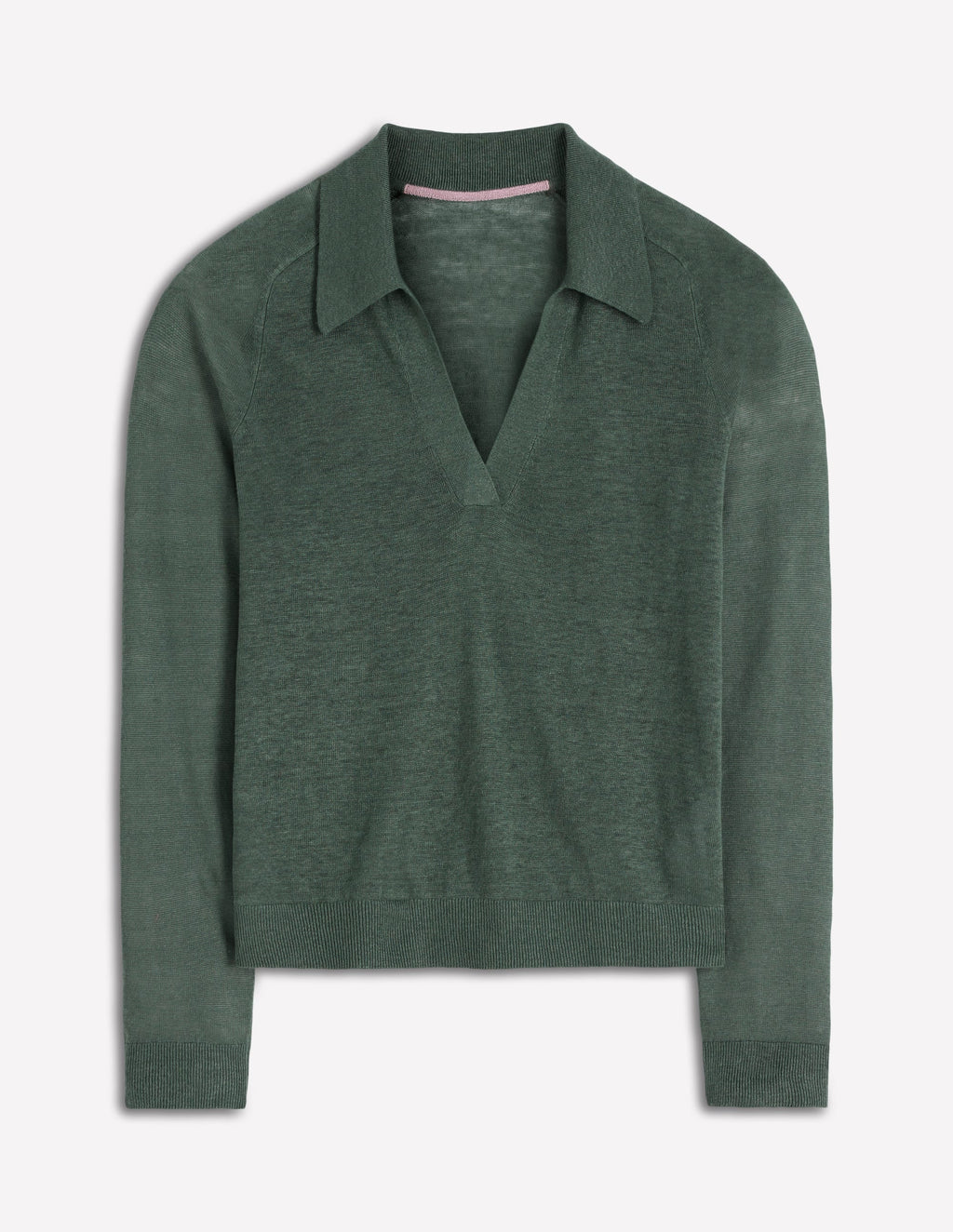 Agnes Collared Linen Jumper-Green Jasper