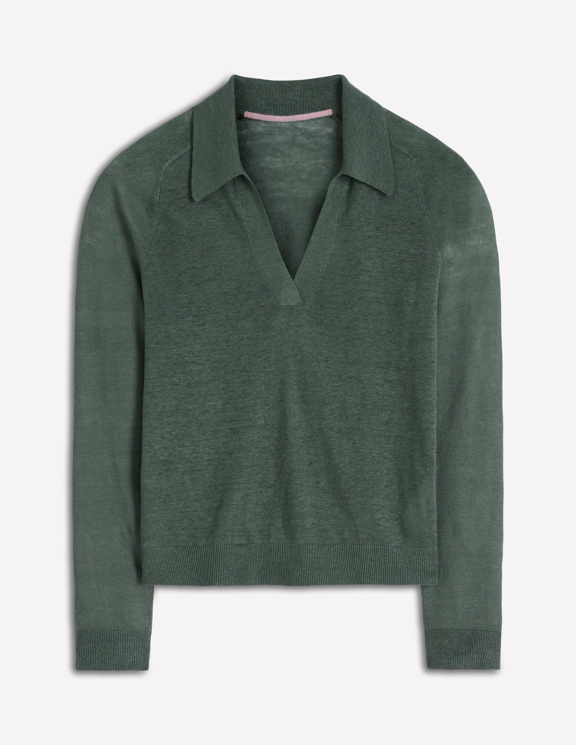 Agnes Collared Linen Jumper-Green Jasper