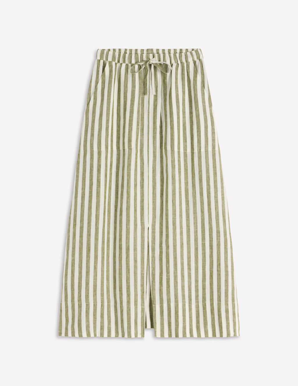 Layla Linen Skirt-Green Stripe