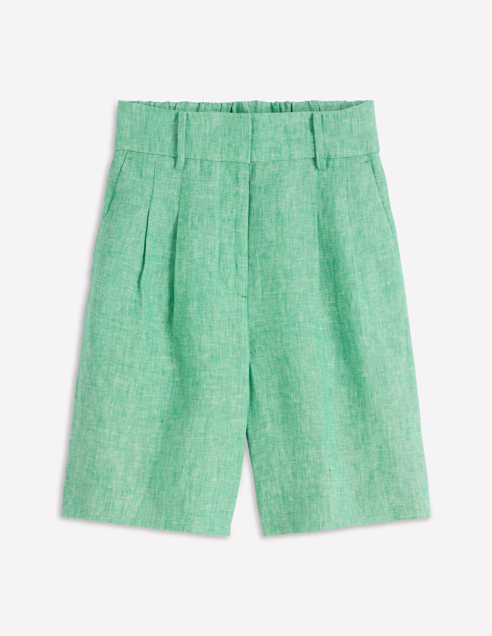 Kensington Linen Shorts-Aloe Green Chambray